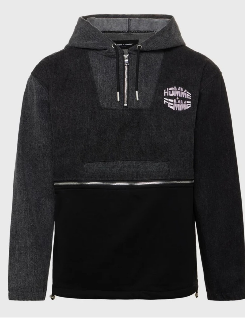 HOMME + FEMME Future Denim Black & Charcoal Pullover Hoodie